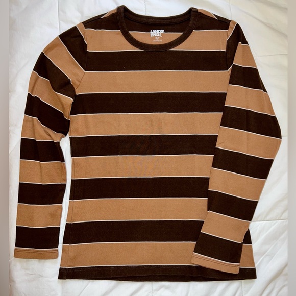 Lands' End Tops - Lands’ End Striped Cotton Long-Sleeve Tee